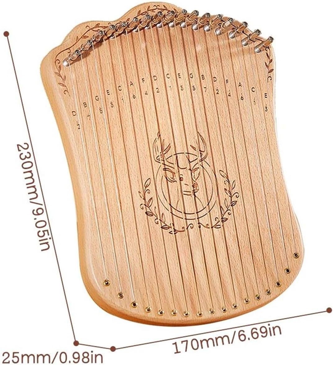 Lyre Harp Set 17 String Lyre Harp Portable Solid Beech Wood Harp String With Tuning Wrench Picks For Beginners Adults(Log)