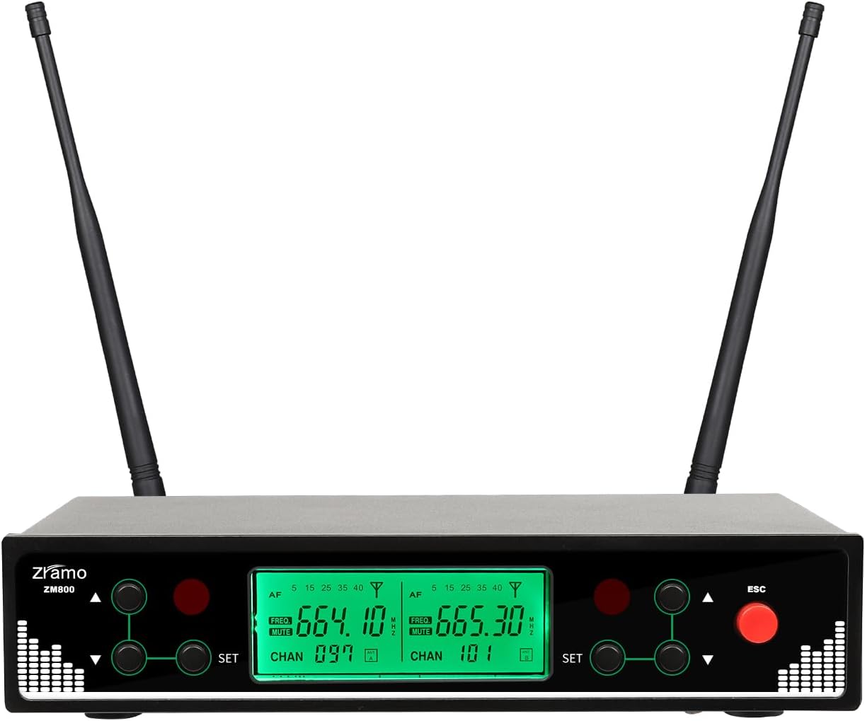 Pro Wireless Microphone System, Metal Wireless Mic Set with Case,Handheld Cordless Dynamic Microphones for Singing, Karaoke, Church, DJ, 2x100 UHF Adjustable Frequencies,200ft Range(ZM800)