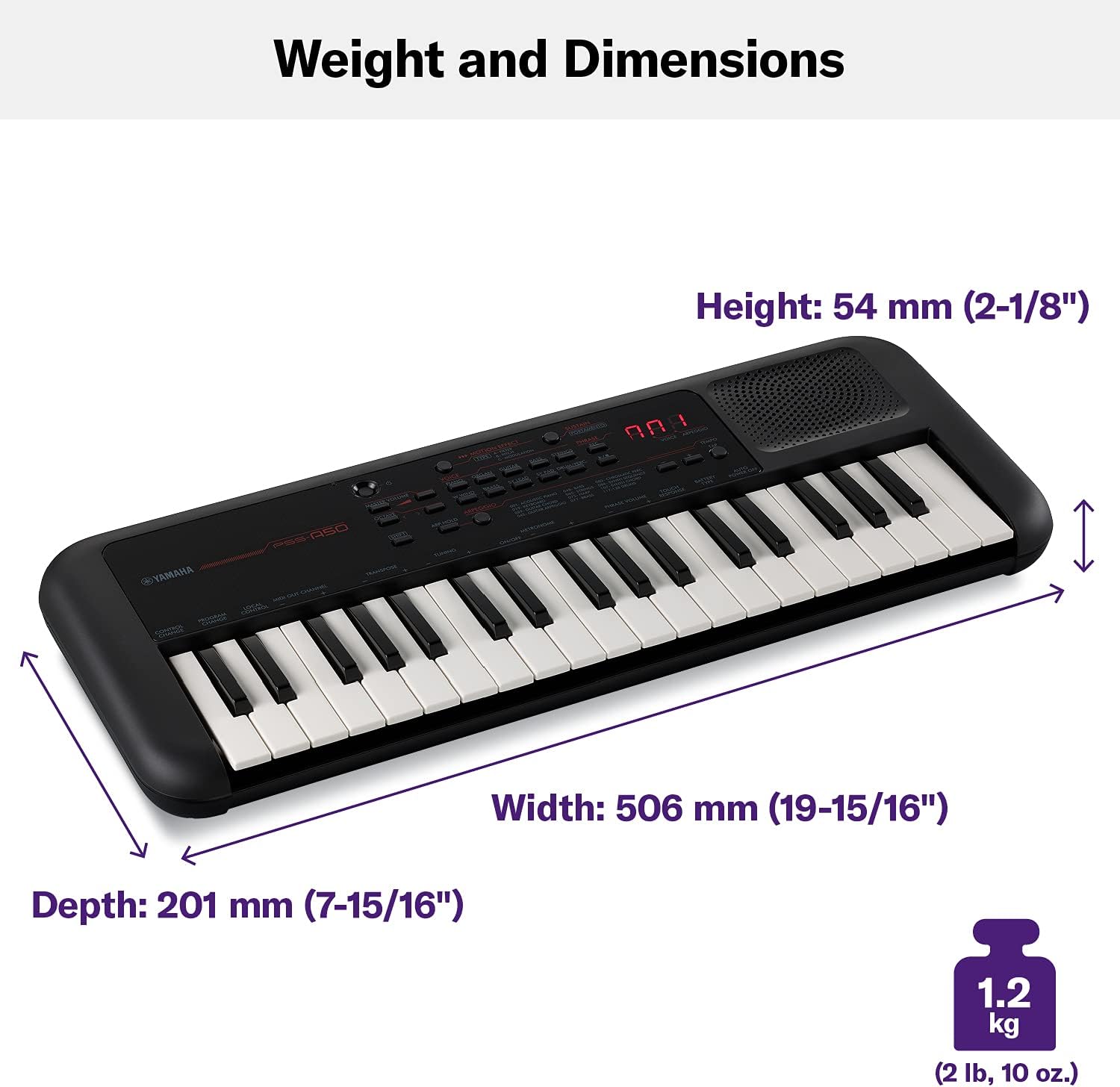 Yamaha 37-Mini Key Musical Keyboard Piano featuring Portable Design, 42 Instrument Voices, Phrase Recorder, Built-In Speakers, Battery Power, Black (PSS-A50)