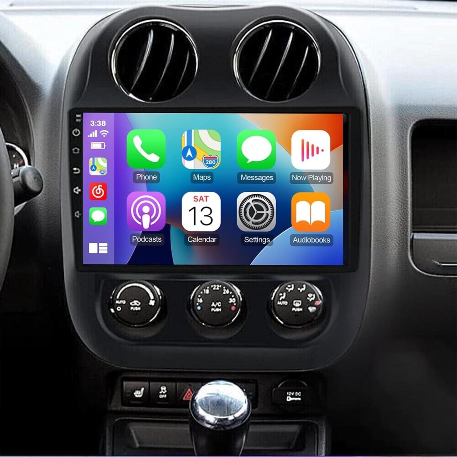 PHEZEN 10.1 inch Touchscreen Car Stereo Fit for Jeep Compass 2009-2014, Android 15 Double Din Car Radio with Carplay & Android Auto in-Dash Navigation BT Mirror Link WiFi Backup Camera 2+64G