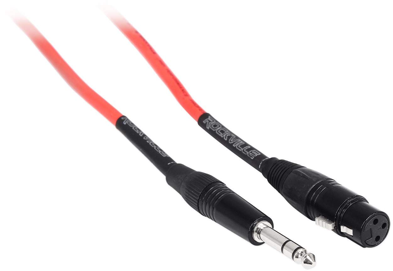 Rockville (2 RCXFB25B 25' Female REAN XLR to 1/4'' TRS Cables Black Bundle with (2) RCXFB25BL Blue, (2) RCXFB25O Orange, (2) RCXFB25R Red, (2) RCXFB25Y Yellow Cables (10 Items)