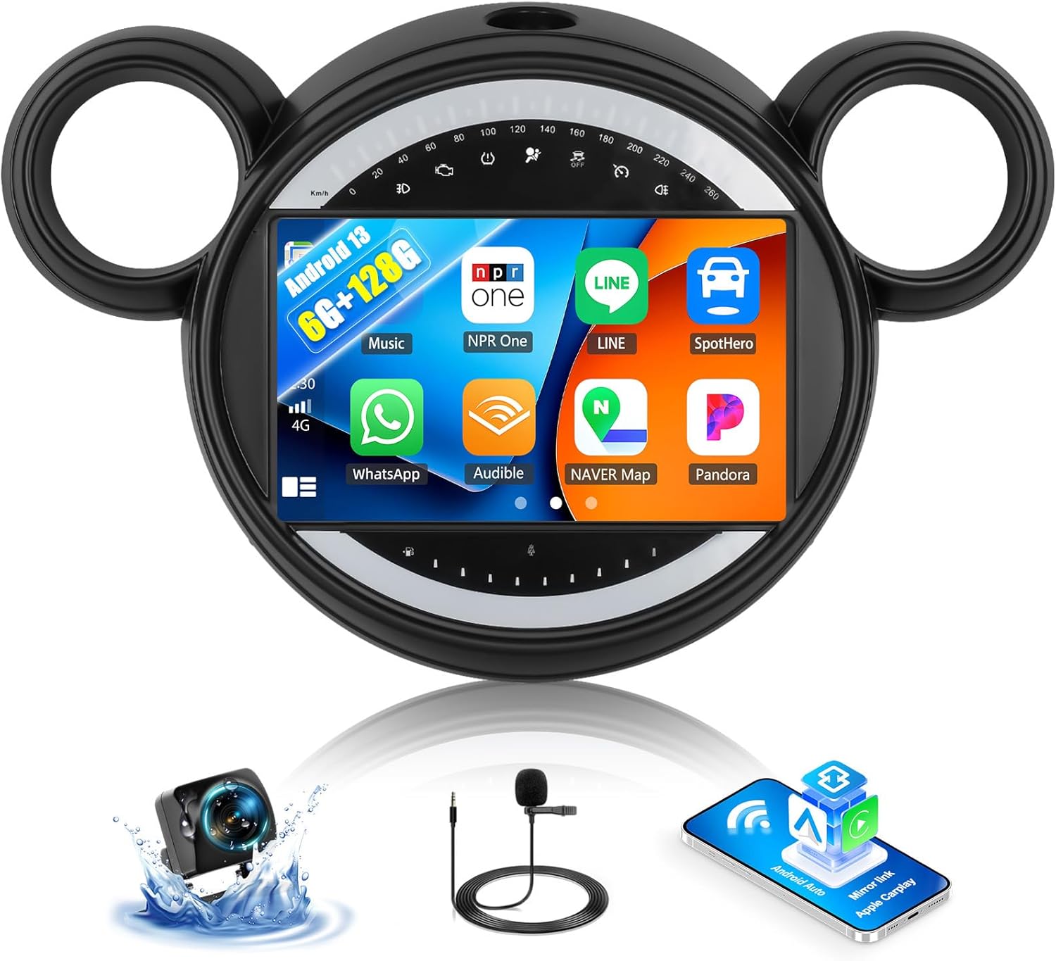 6G+128G Android Car Stereo Radio for BMW Mini Cooper Countryman Paceman 2010-2016 Upgrade 9 Inch Touch Screen Head Unit Wireless CarPlay Android Auto WiFi Bluetooth SWC Backup Camera FM RDS