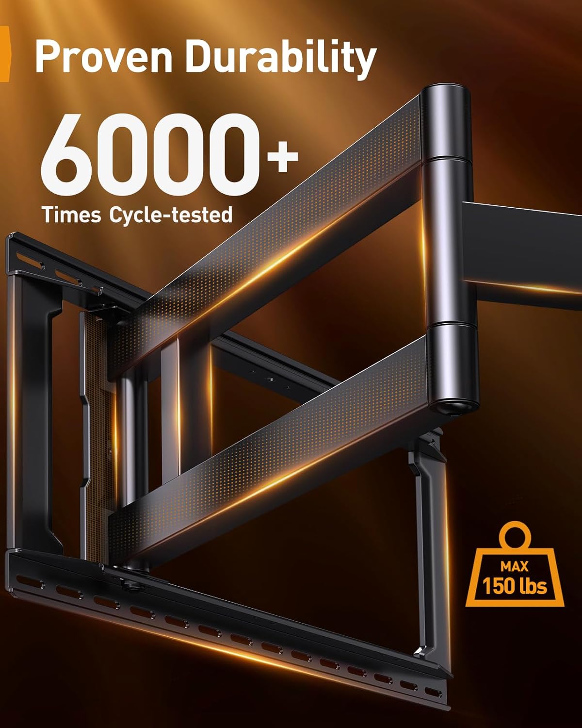 Perlegear Long Arm Full Motion TV Wall Mount for 42–97 Inch TVs up to 150 lbs, Pre-Assembled TV Mount with Full Swivel, Tilt and Extension, Fits 8″/12″/16″/24″ Wood Studs, Max VESA 800x400mm, PGXLF02