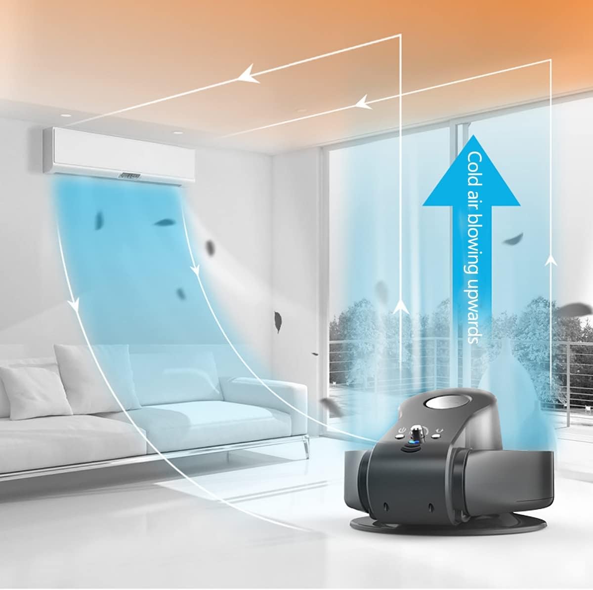 Standing Cooling Fan Bladeless Fan Wall Mount Fan Quiet Floor Fan 90° Oscillation with Remote for Bedroom, Office Summer Gifts (Color : Silver)