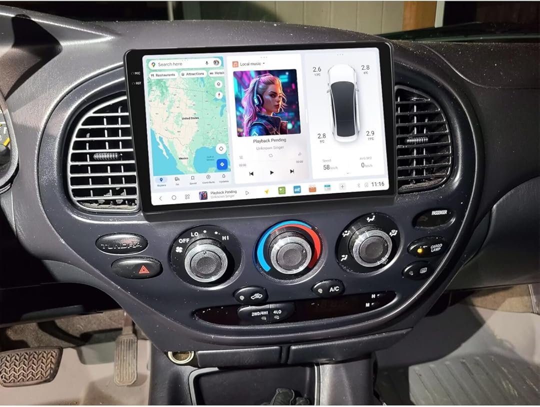 MekedeTech DUDUAUTO DUDU7 Dash Kit for Tundra Radio Upgrade 2003-2006 for Sequoia 2003-2007,9.5 inch 2K 2000X1200 Touch Screen Car Stereo Intelligent Navigation Head Unit 12G RAM 512G ROM