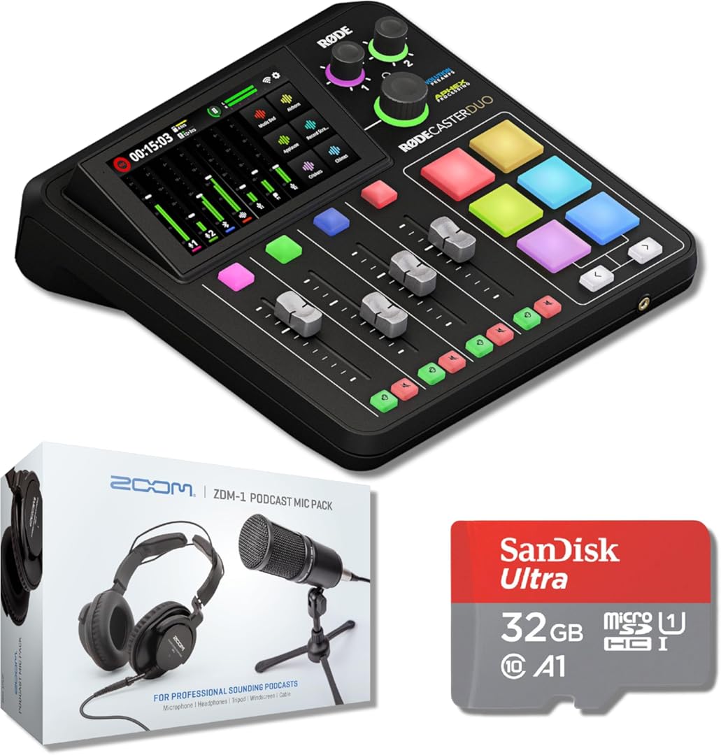Rode RODECaster Duo Integrated Audio Production Studio with Zoom ZDM-1 Podcast Microphone Pack