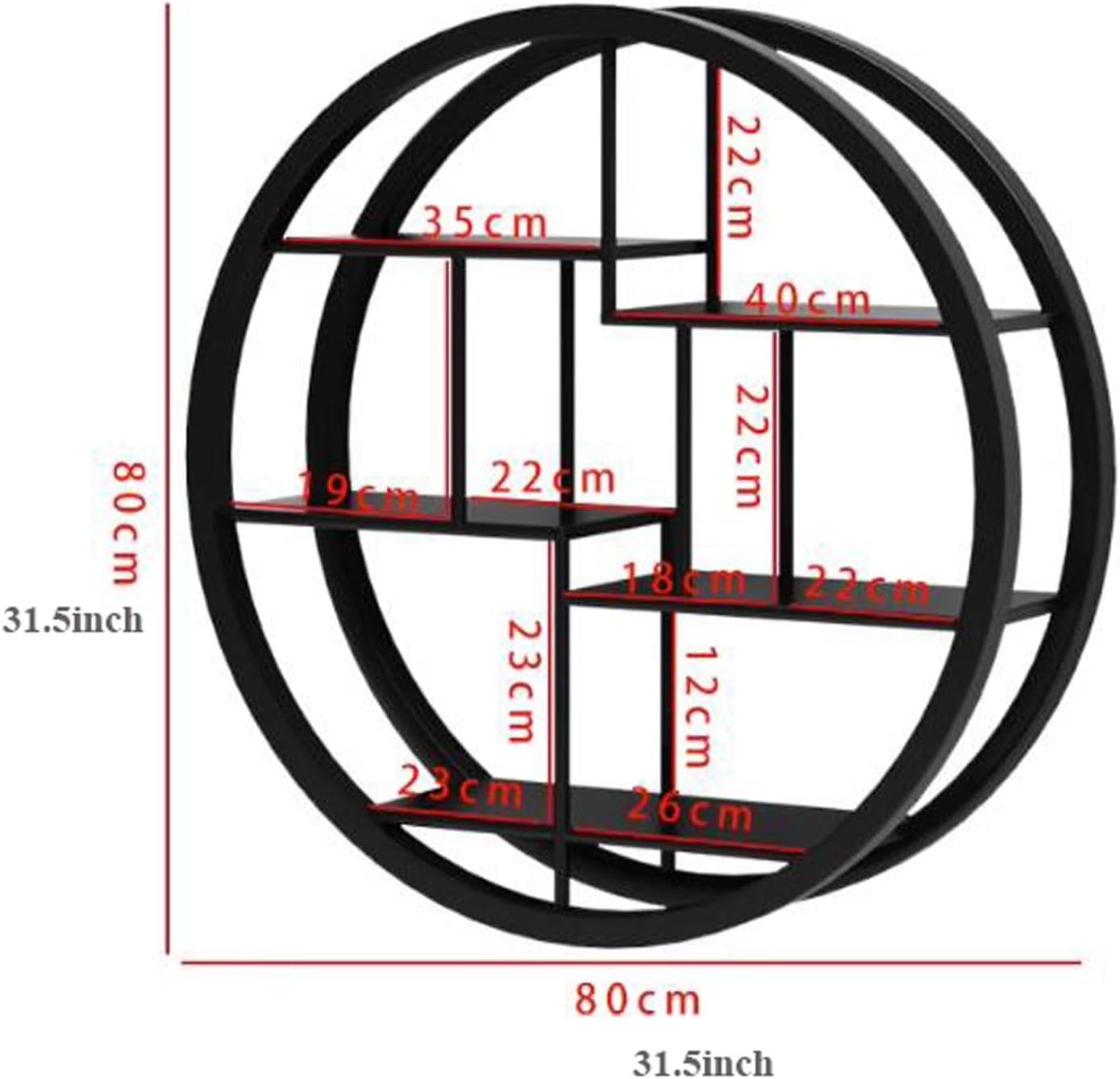 Wall Shelves Metal Floating Shelves Wall Mounted, Circle Wall Shelf Round Wall Mount Display Organizer Holder Rack, Accent Decor for Bedrooms, Bathrooms, Kitchens, Living Rooms & Halls Wall Floating S