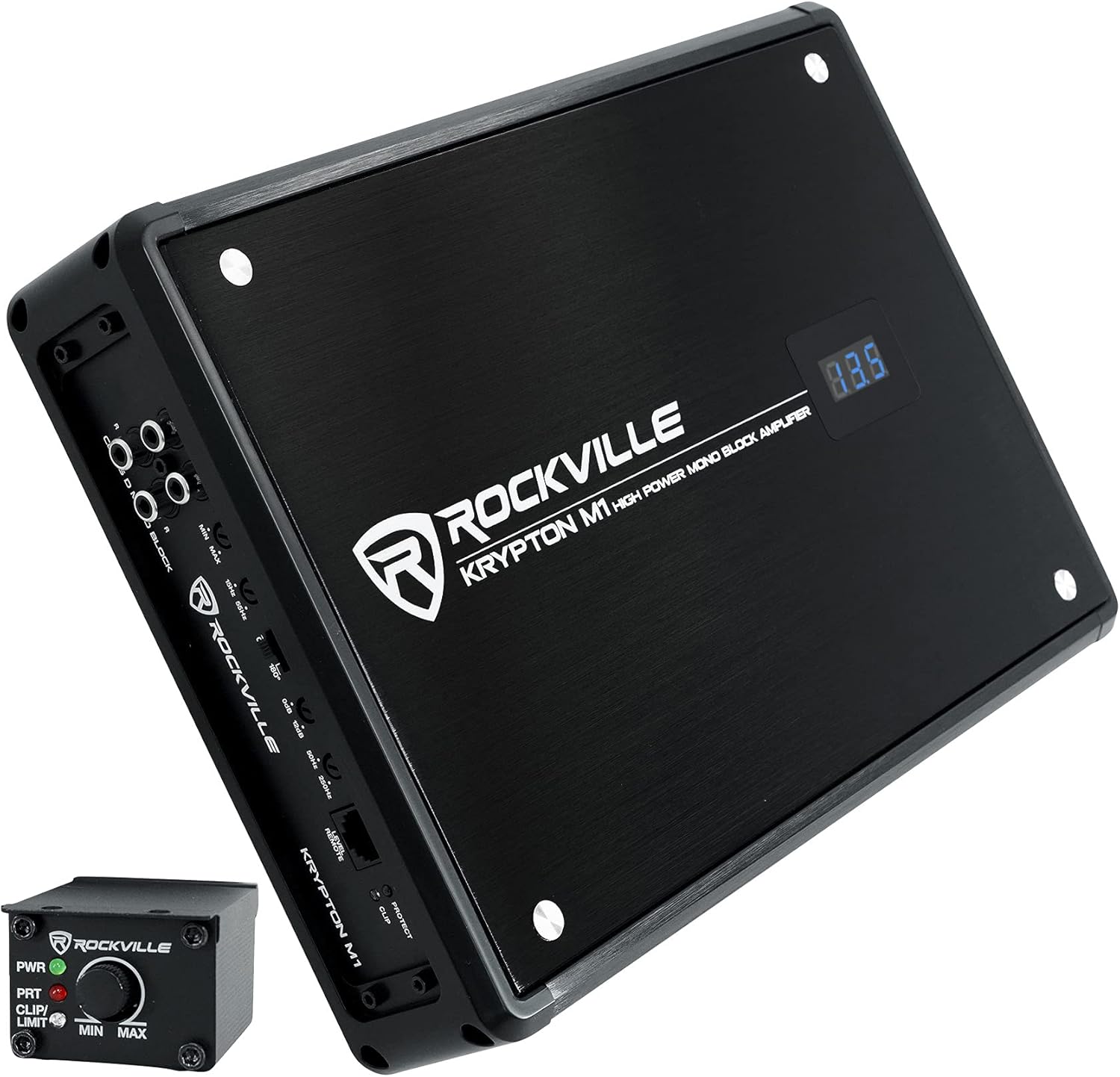 Rockville KRYPTON-M1 Mono Car Amplifier, 1 Ohm, 2000W, Class-D, EQ, Low Pass Filter, Dyno-Certified, Bass Remote, Perfect for Subwoofers and Car Audio