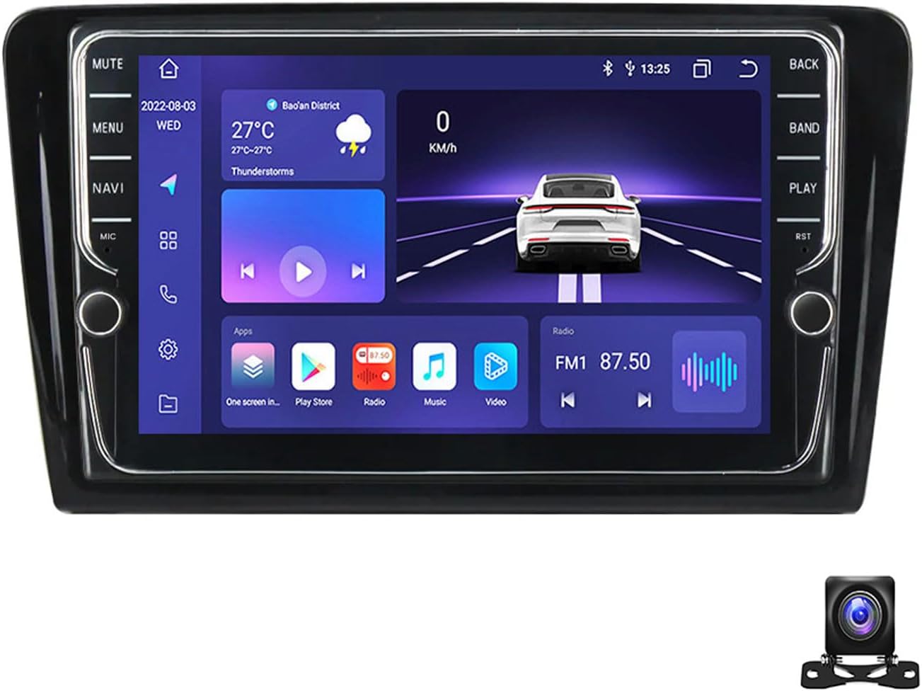 Double Din Car Stereo Bluetooth MP5 Player with Carplay/Auto, 9 Inch Touchscreen Radio Receiver with AHD Backup Camera, Compatible with VW Santana 2013~2017 Support 4G/SWC/DSP,K700S