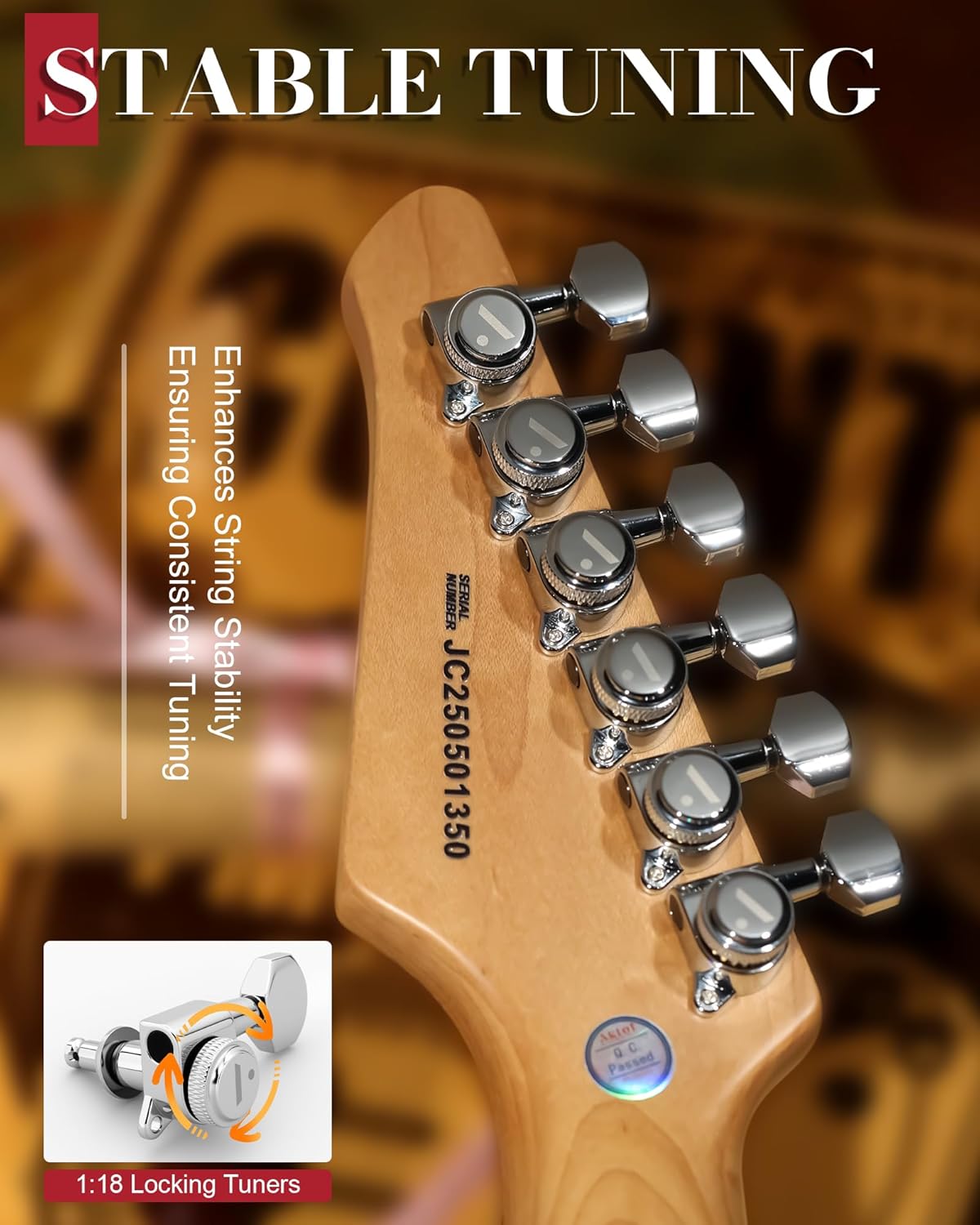 AKLOT Solid Body Electric Guitar - Flame Maple Top, HSS Alnico V Pickups with Coil-Split, Roasted Maple Neck, Locking Tuners, Veltrix Series, Inferno Burst