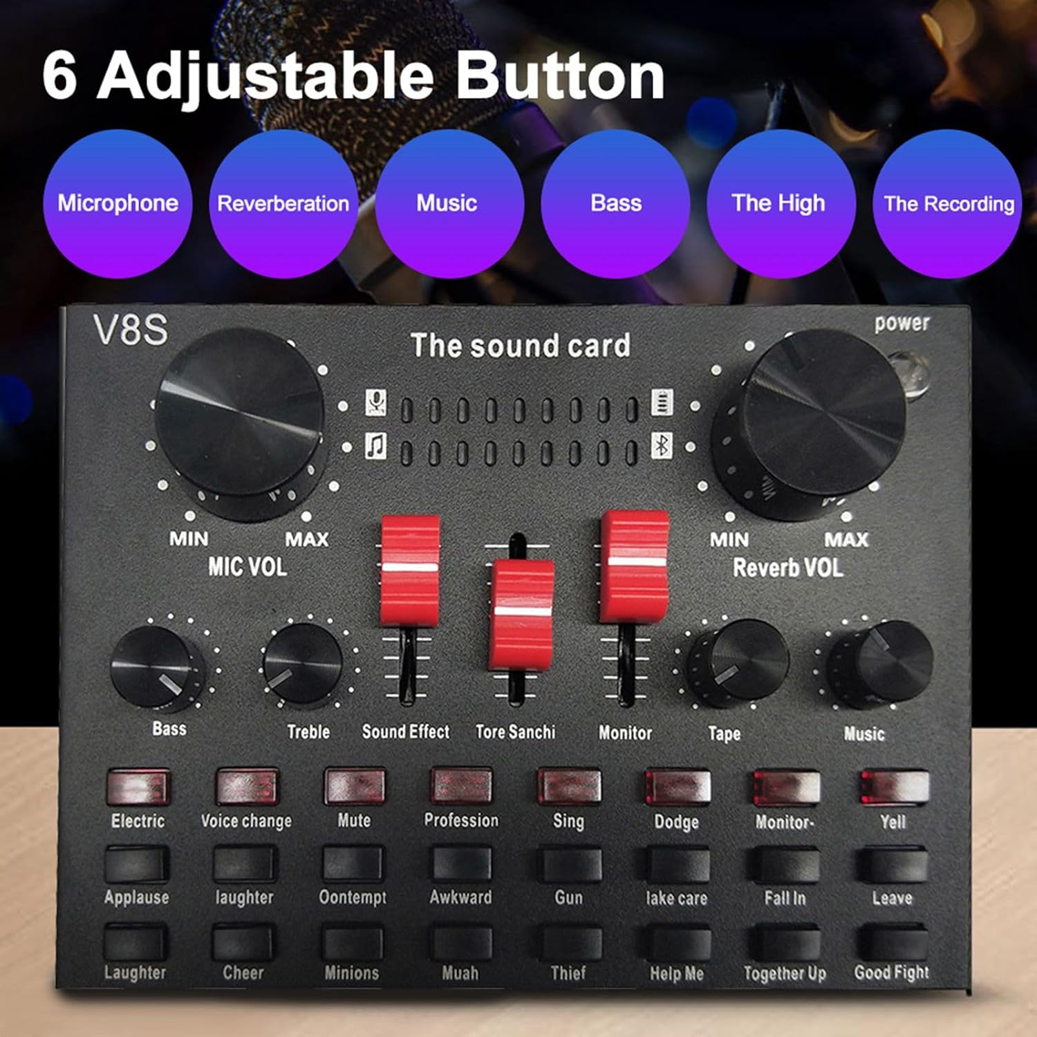 Sound Card, 16 Sound Effects Live Sound Card BM800 Microphone Set Audio Recording Equipments Audio Mixer Voice Changer With Double Layer Nylon Mesh Construction for PC Smartphone