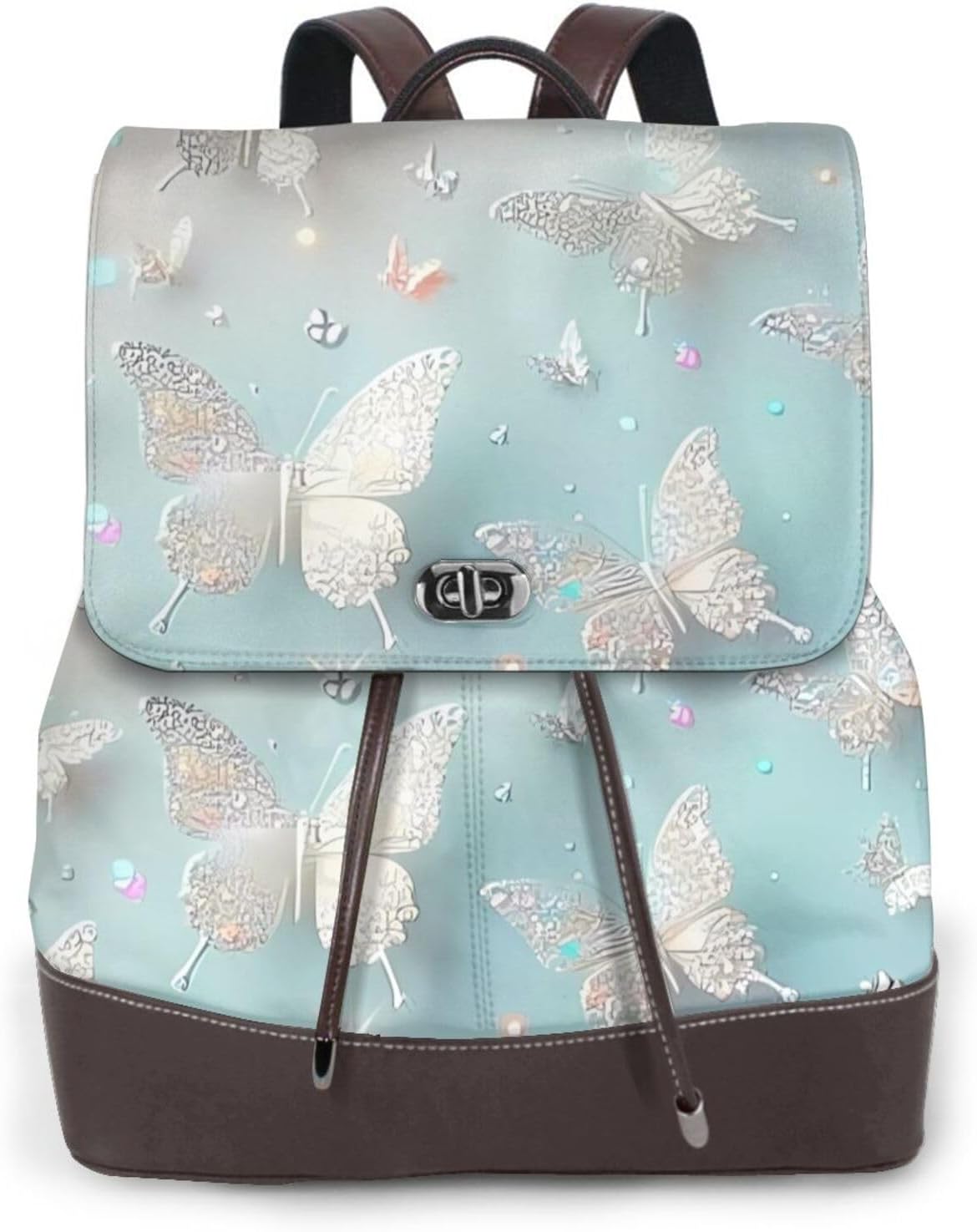 Sparkling Silver Butterfly for Womens Backpack Purse Microfiber PU Anti-theft Large Fashion Designer Travel Bag Ladies Shoulder Bags