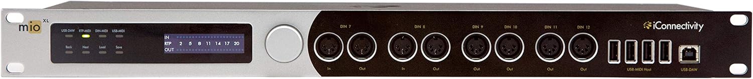 iConnectivity Interface with 8 in x 12 Out 5-pin DIN-MIDI Ports (mioXL)