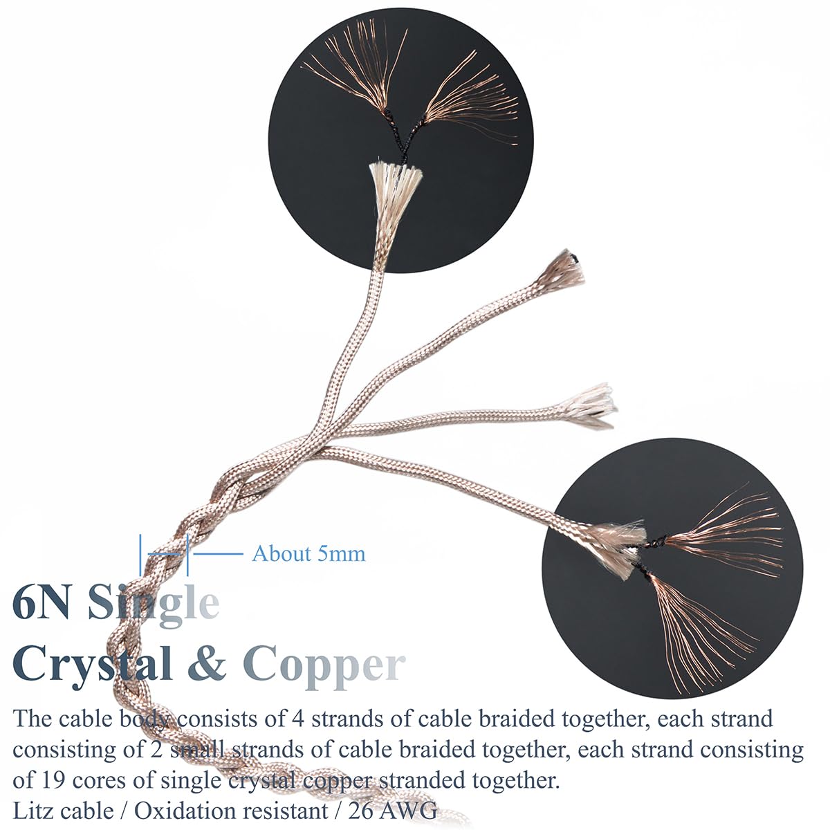 6N Single Crystal Copper Headphone Cable for Sennheiser HD 800 HD 800 S HD 820 4.4mm Balanced Hi-Fi Headphone Audio Upgrade Cable (4Pin XLR Plug)