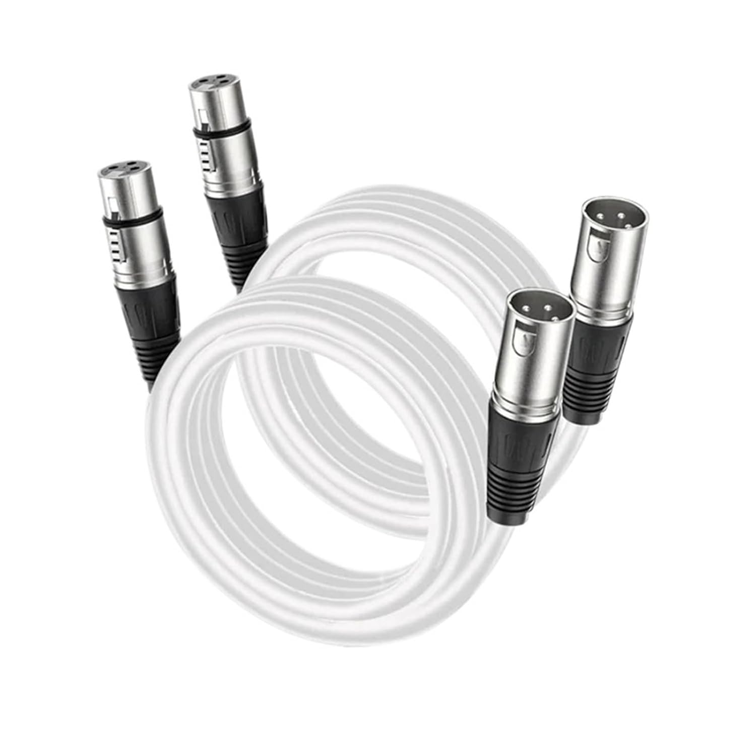 Mic Cord 3-Pin XLR Male to Female Microphone AMP Cable for Speaker PA System Podcast Audio Mixer Studio Monitors Audio Recording(White-Pack of 2,3m)