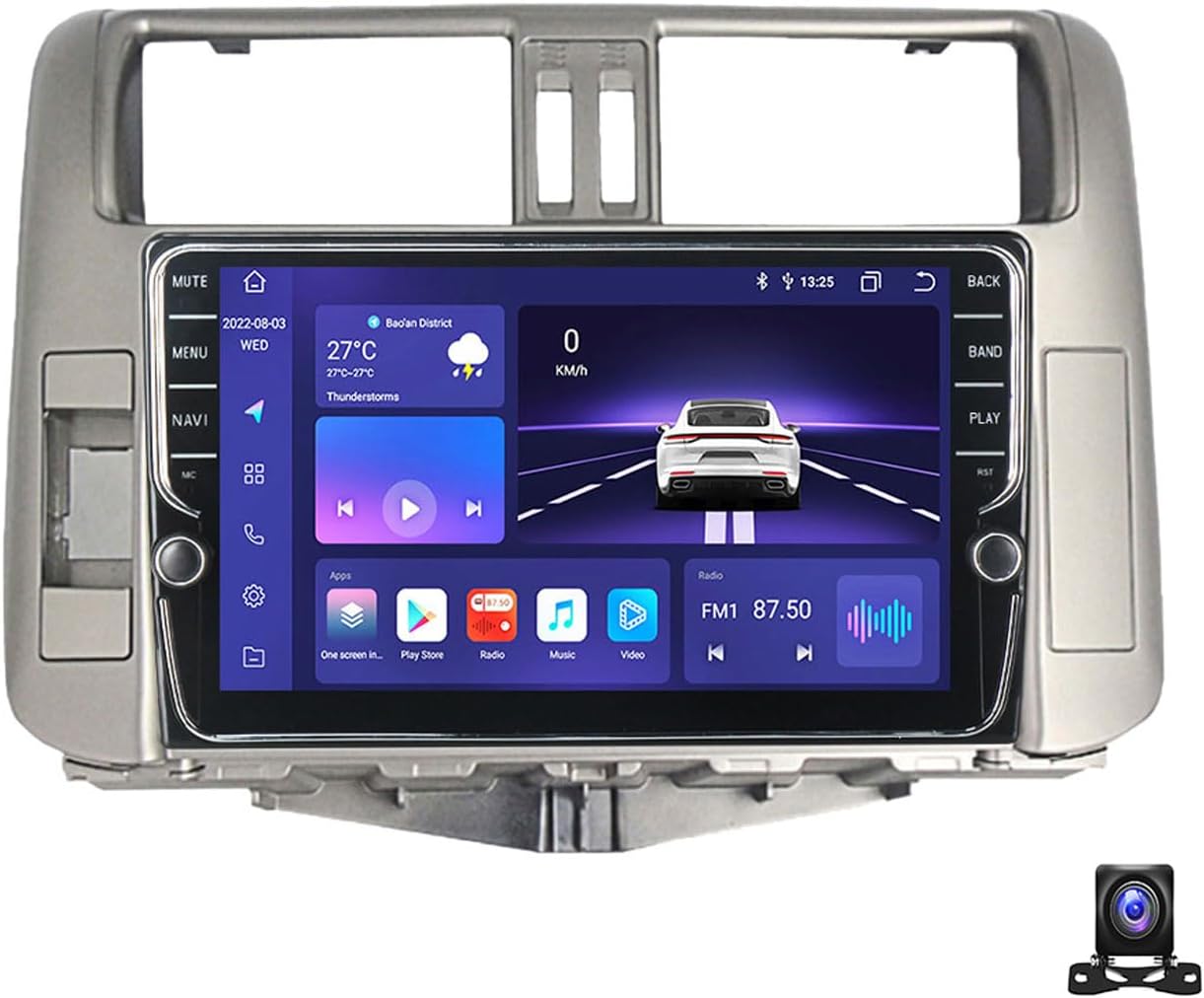 Double Din Car Stereo Bluetooth MP5 Player with Carplay/Auto, 9 Inch Touchscreen Radio Receiver with AHD Backup Camera, Compatible with Toyota Prado 150 2009~2013 Support 4G/SWC/DSP,K700S