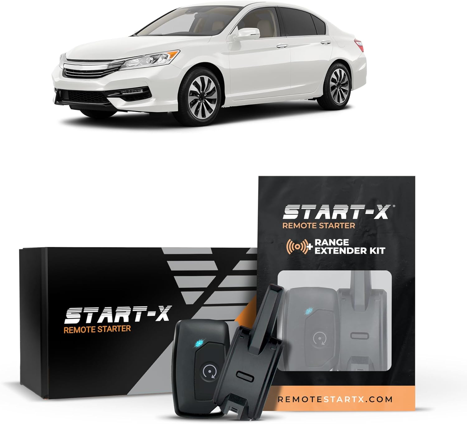 Start-X Remote Starter Kit + 2000ft 1 Way Range Extender for Honda Accord (2013, 2014, 2015, 2016, 2017) Vehicles with Key Ignition