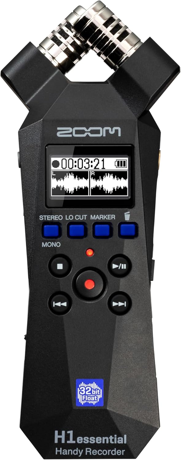 Zoom H1essential Stereo Handy Recorder with 32-Bit Float, Accessibility, X/Y Microphone, Record to SD Card, USB Microphone, Portable