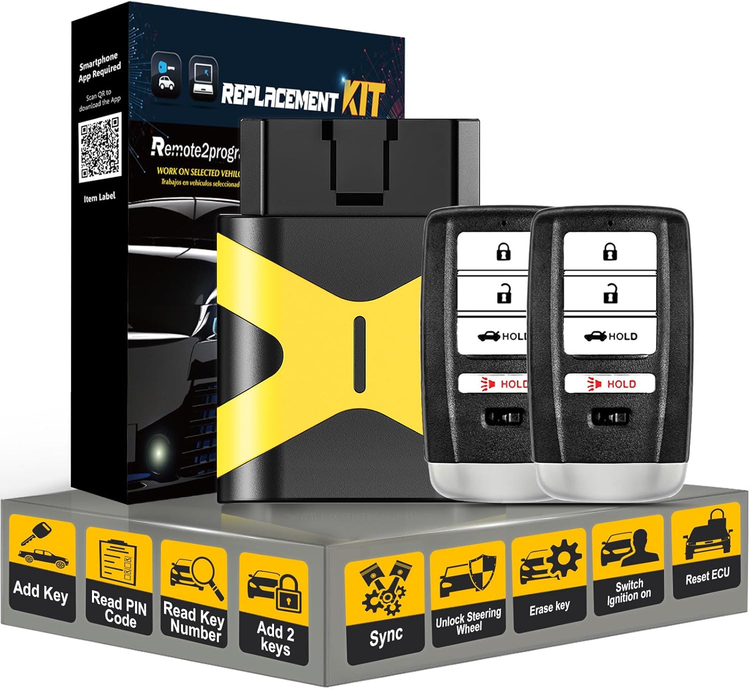 Simple Key Self Programmable Car Key Control for No Working Remote and Keyless Entry Remote Replacement for 2015-2018 Acura ILX RLX TLX with FCC: KR5V1X (4 Button/for Acura KR5V1X)