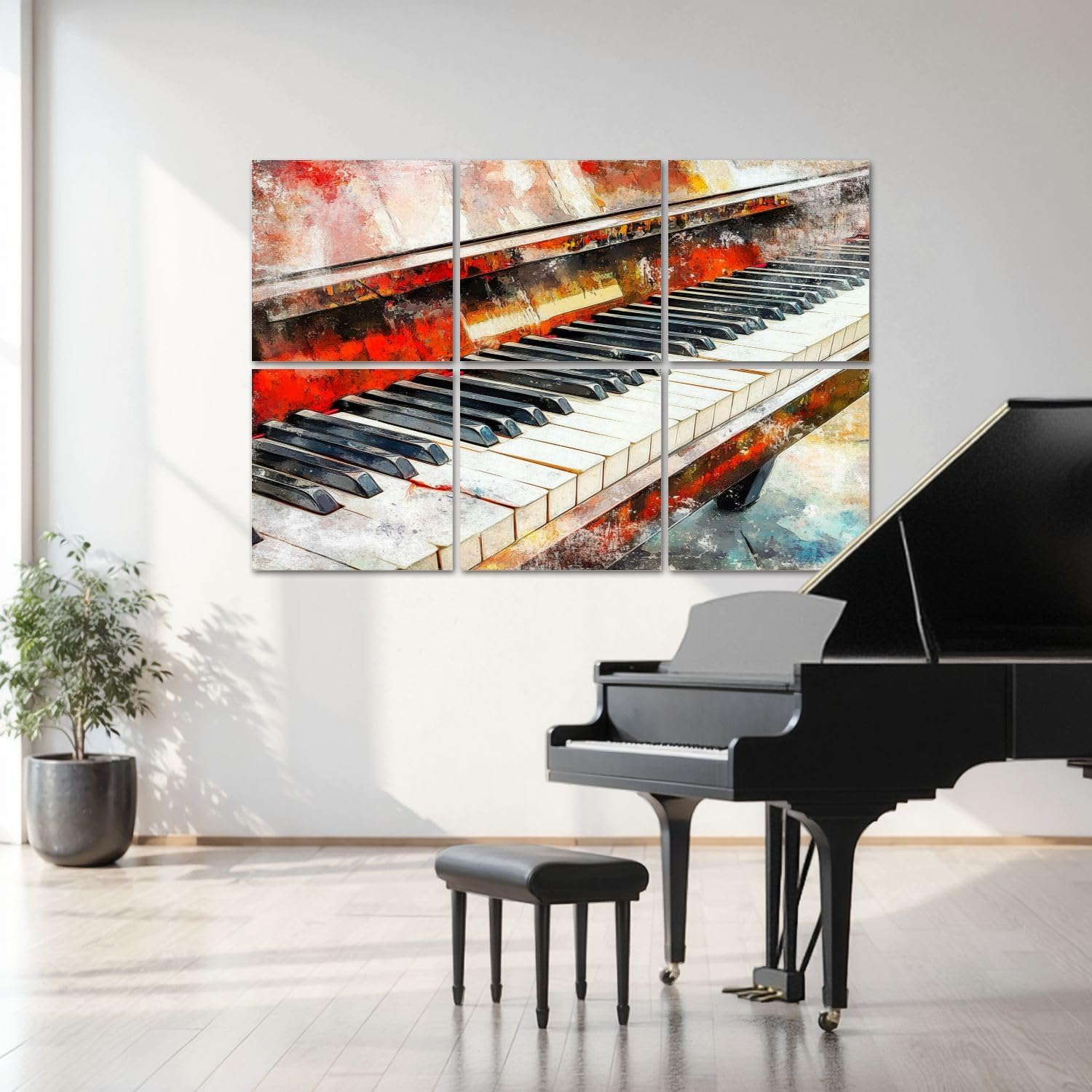 6 Pack Art Acoustic Panels Abstract colorful piano keyboard watercolor Sound Absorbing Panel 48