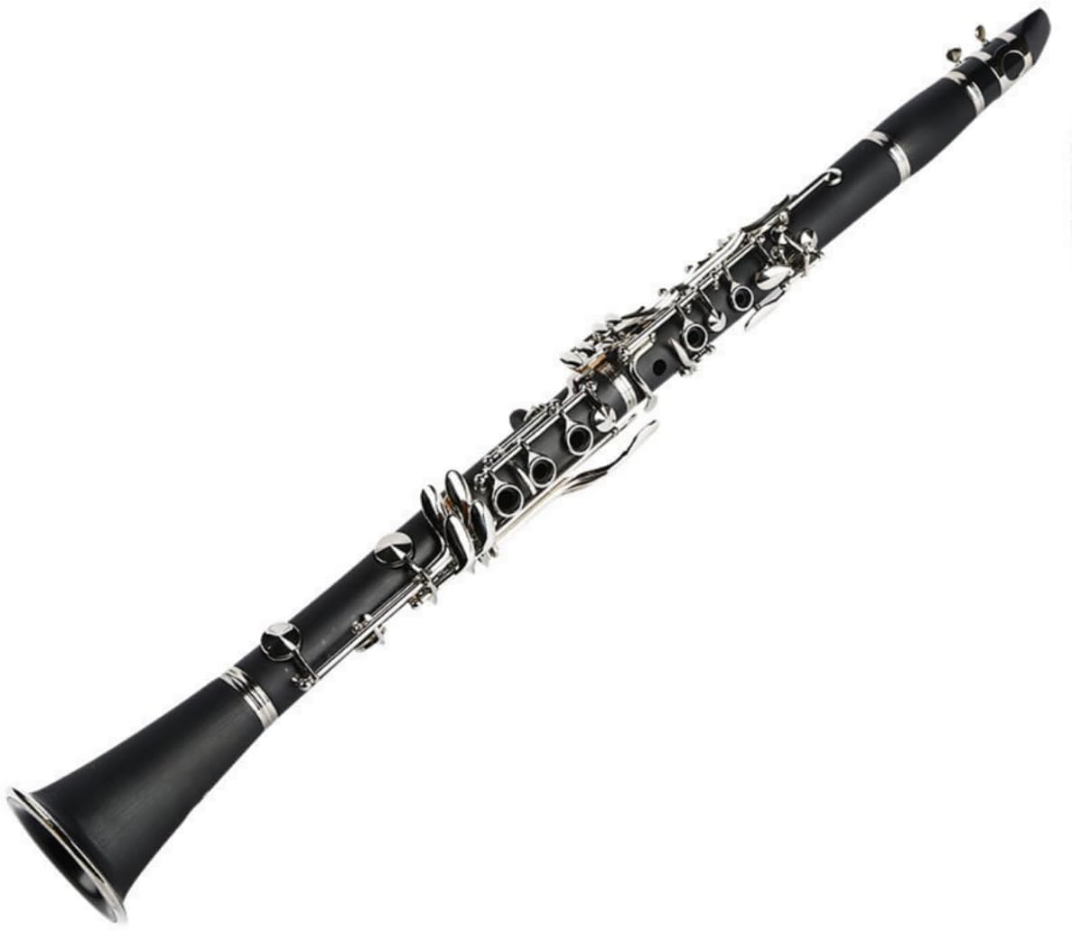 Clarinet Bb French 17 Key, B Flat Beginner Student Clarinet Bb Nickel-Plated for School Band Orchestra adult kid, Complete with Cases and Accessories (Rubber Wood)