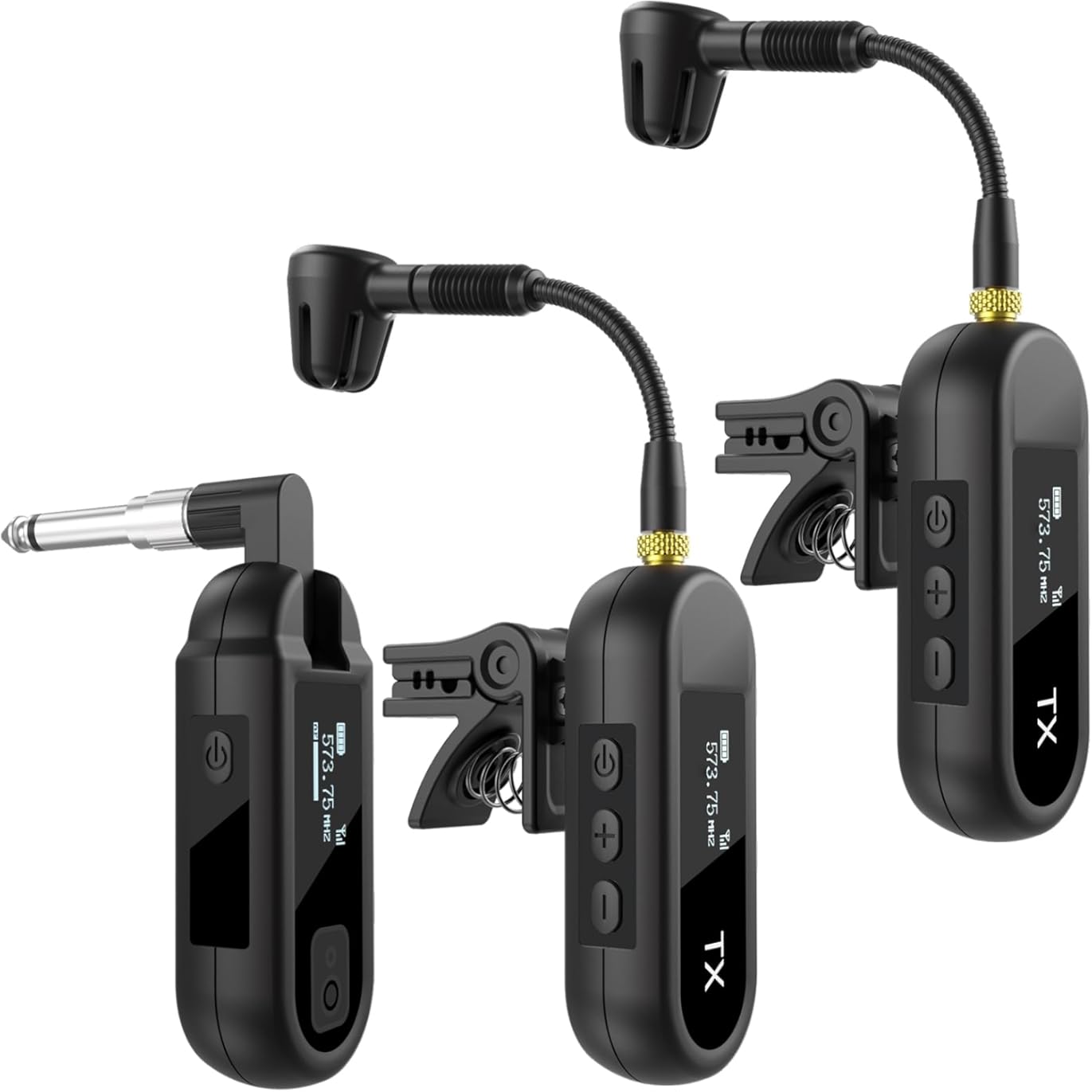 EBJ Wireless UHF Saxophone Microphone System, Clip Instrument Microphone Saxophone and Trumpet, preset EQ and Echo Level 100 feet Transmission, Full Charge can be Used for 8 Hours (M-03-2)