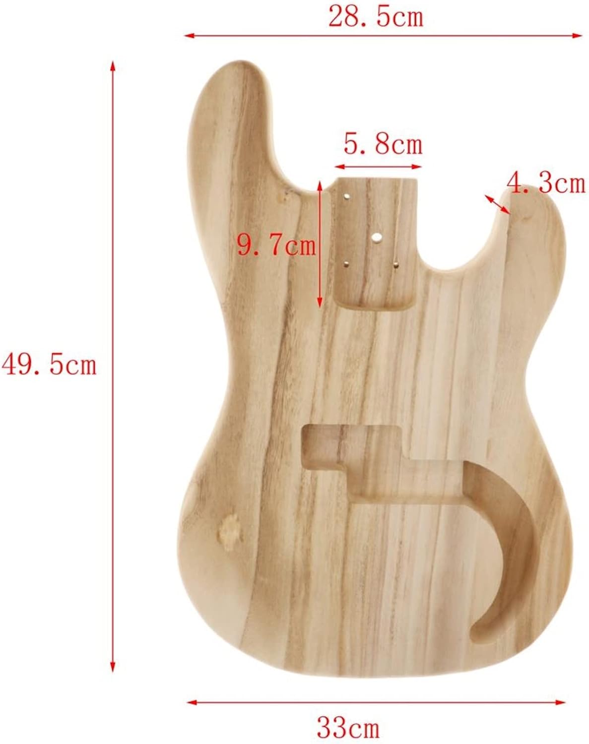 Unfinished Bass Body Maple Wood Blank Guitar Barrel for Electric Bass DIY Parts Accessories DIY Guitar Kit