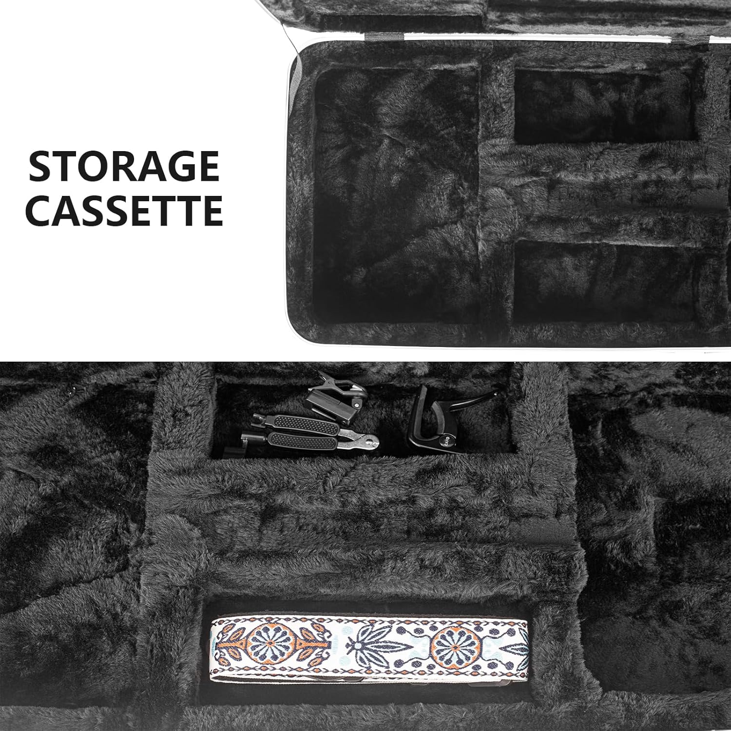 MUZNOTE ABS Electric Guitar Case Electric Guitar Hard Case Gig Bag 1.1 Inch Foam Plush Interior Thick Padding for Electric Guitars, Waterproof(Black)