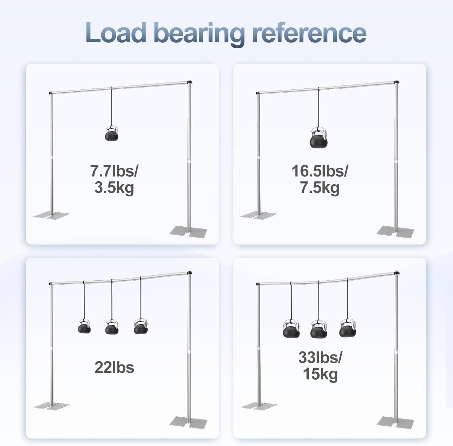 EMART Heavy Duty Backdrop Stand, 10x10Ft Adjustable Pipe and Drape kit with 9.26 LBS Steel Flat Base, Sturdy Metal Diy Photo Background Frame for Parties, Events, Wedding, Photography - Silver