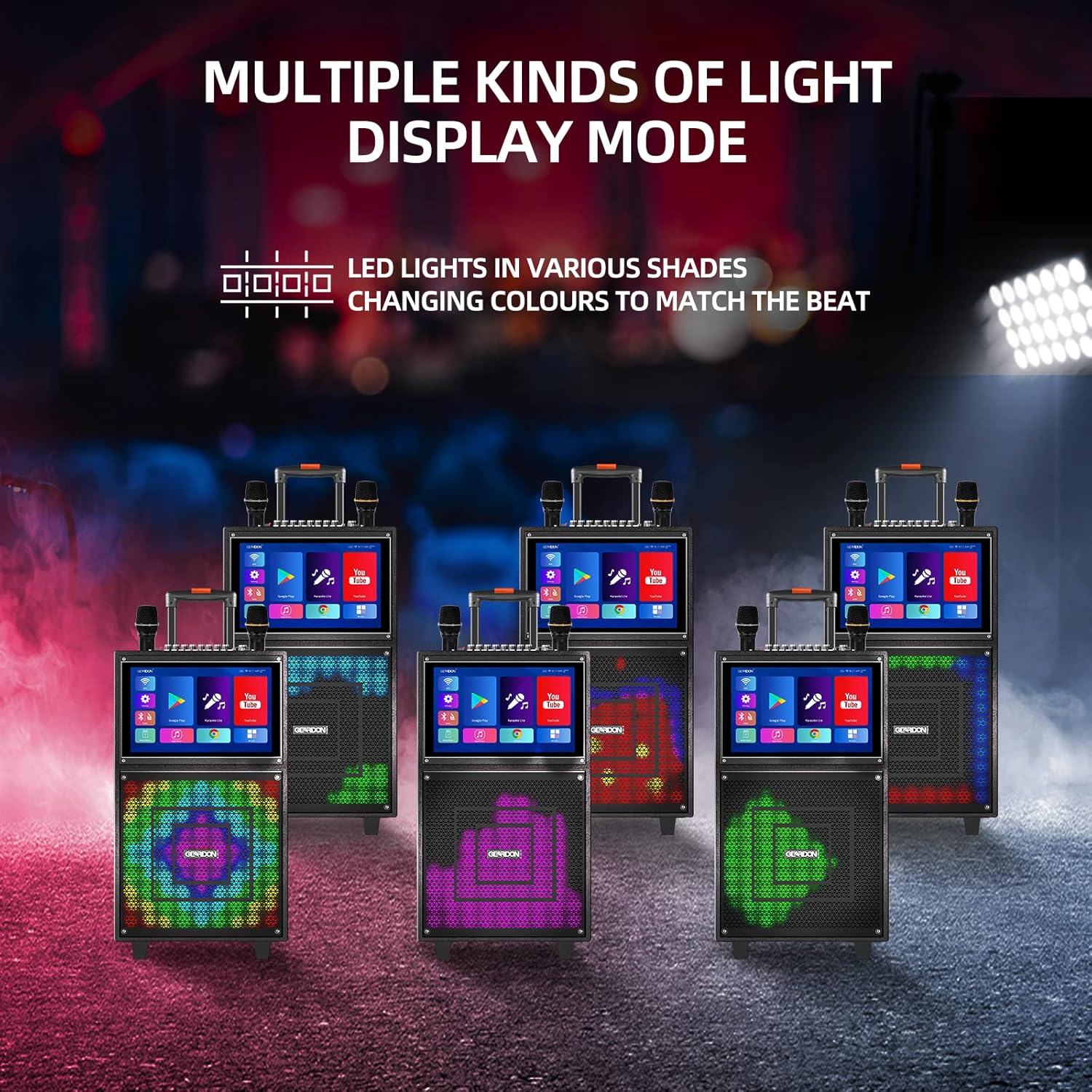 Karaoke Machine with Lyrics Display Screen for Adults, 15 Inches Tablet, Bluetooth Speaker w/ 2 Rechargeable UHF Mics, 1000W Peak Power, DJ Lights, Portable Karaoke System for Any Occasion