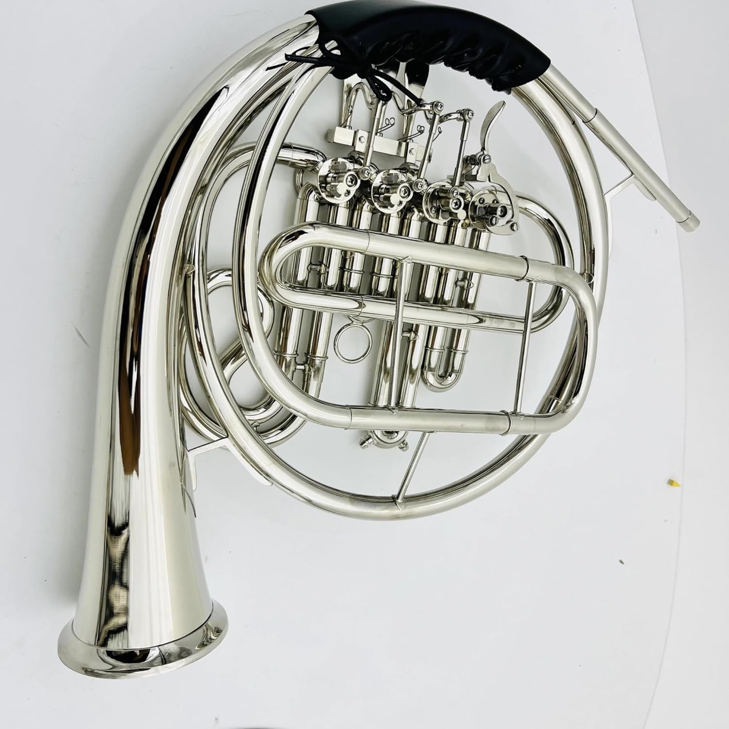 Brass French Horn Silver Professional French Horn Double Row 4-key B/F Nickel Plated Musical Instrument With Mouthpiece