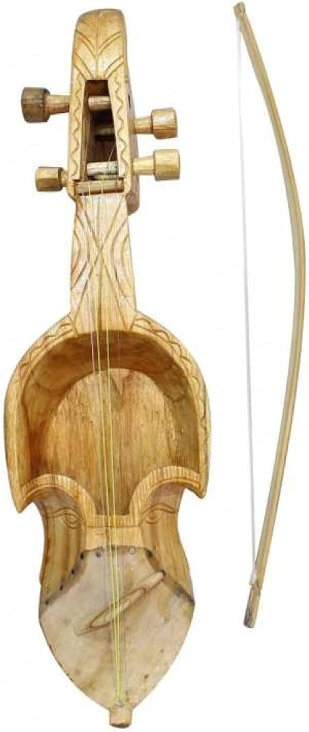 Sarangi Traditional Hand Carved Nepali Folk Musical Instrument Violin For Live Play Gaine Sarangi 21 IN Large - Great For Playing Live Professionals, Learn Music & Decorations