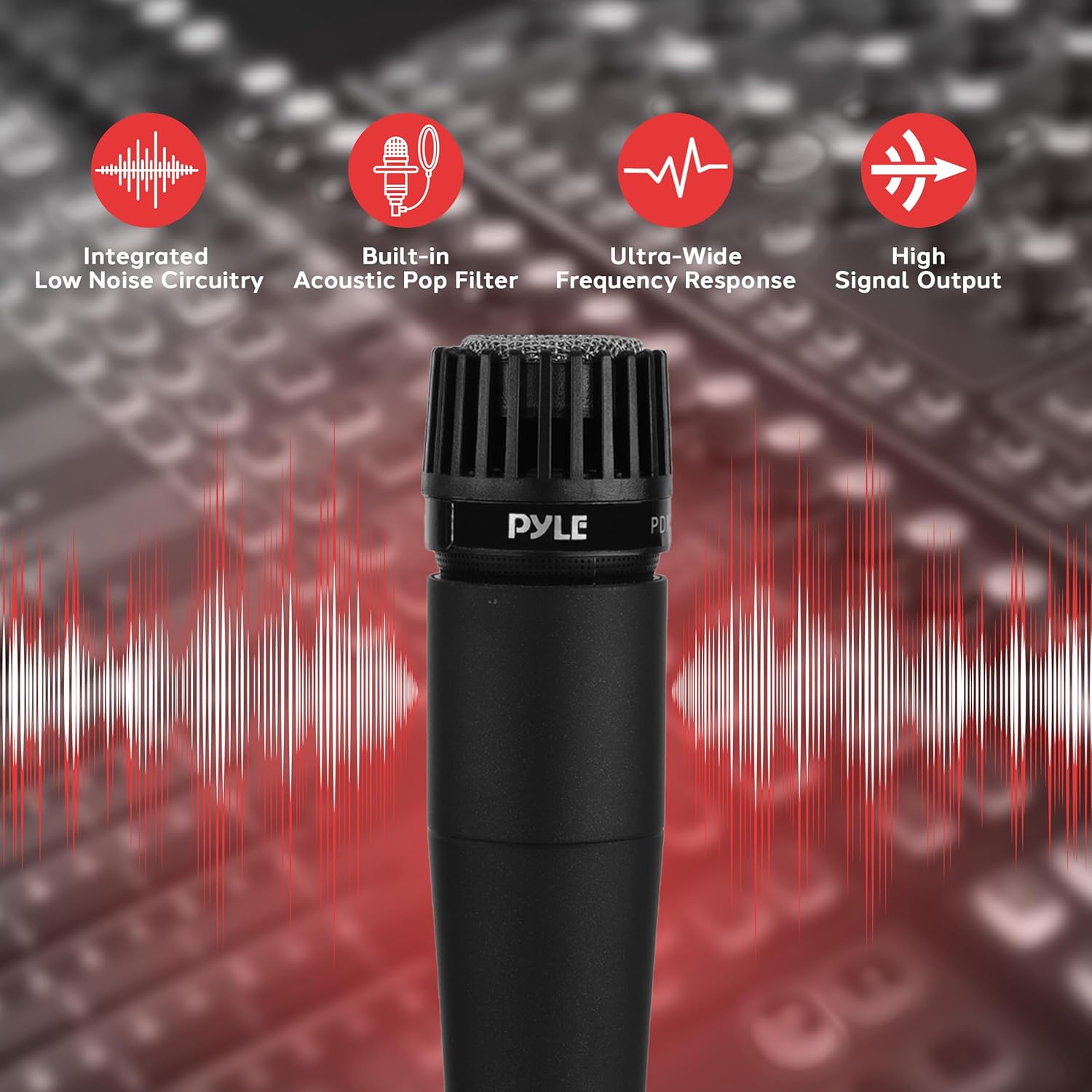 Pyle Professional Dynamic Microphone - 24-Pack Unidirectional Handheld Moving Coil Mic with Built-in Pop Filter, 15 ft. XLR Audio Cable, Ideal for Stage, Karaoke & Studio Performances