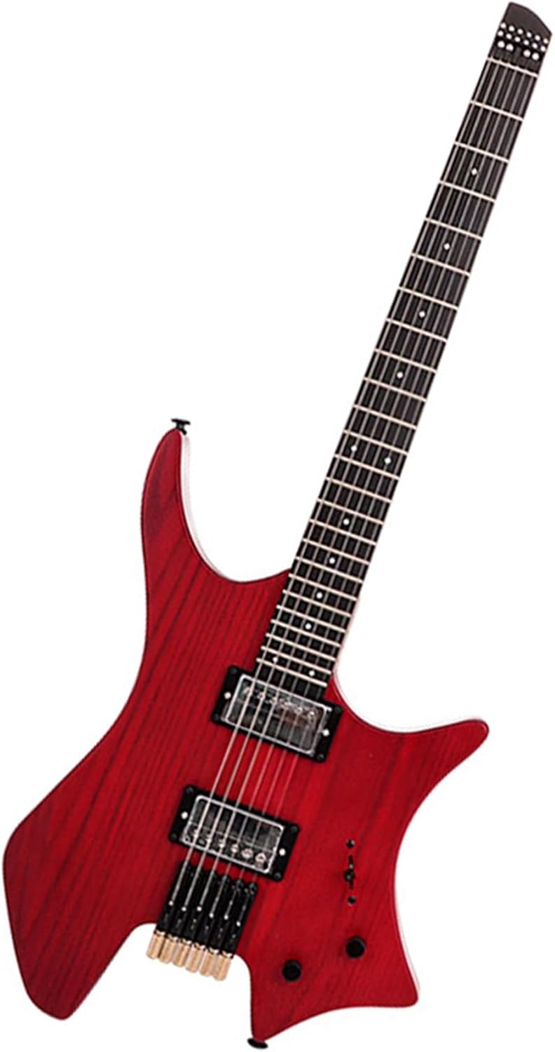 VENEKA Headless Electric Guitar Professional 24-Fret Headless Special-Shaped Electric Guitar Mute Travel Portable 6-String Electric Guitar (Color : 01)