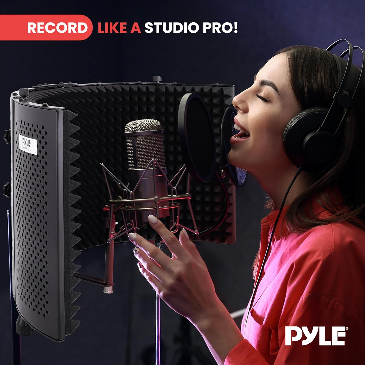 Pyle Professional Studio Recording Microphone Isolation Shield - Soundproofing Acoustic Panel, Filter Vocal, Sound Diffusion Booth, Insulation Diffuser for Noise Reduction in Audio Music Recording