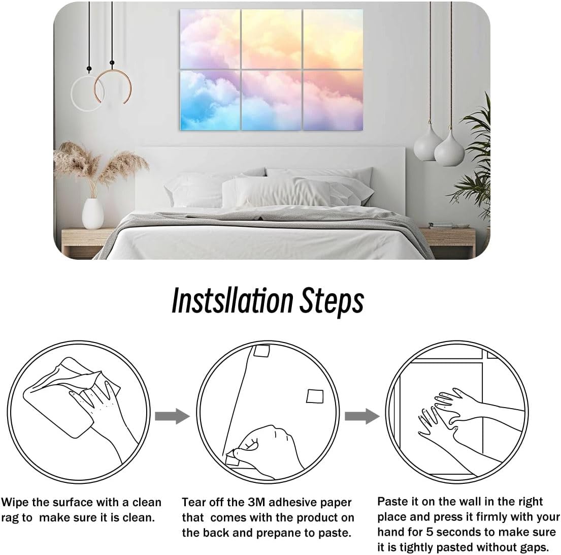 6 Pack Art Acoustic Panels Rainbow Clouds Sound Absorbing Panel 48