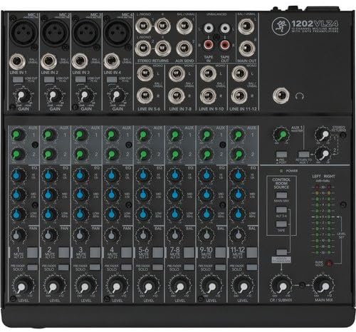 Mackie 1202VLZ4 12-Channel Compact Mixer with G-MIXERBAG-1212 Padded Nylon Mixer/Equipment Bag & PB-S3410 3.5 mm Stereo Breakout Cable, 10 feet Bundle