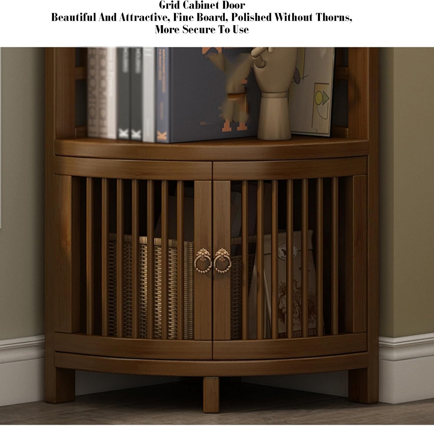 Corner Bookshelf,Walnut Color Open Bookcase,Corner Shelf,Tall Corner Book Shelf Display Rack with Baffles Suitable for Storing Documents,Magazines ()