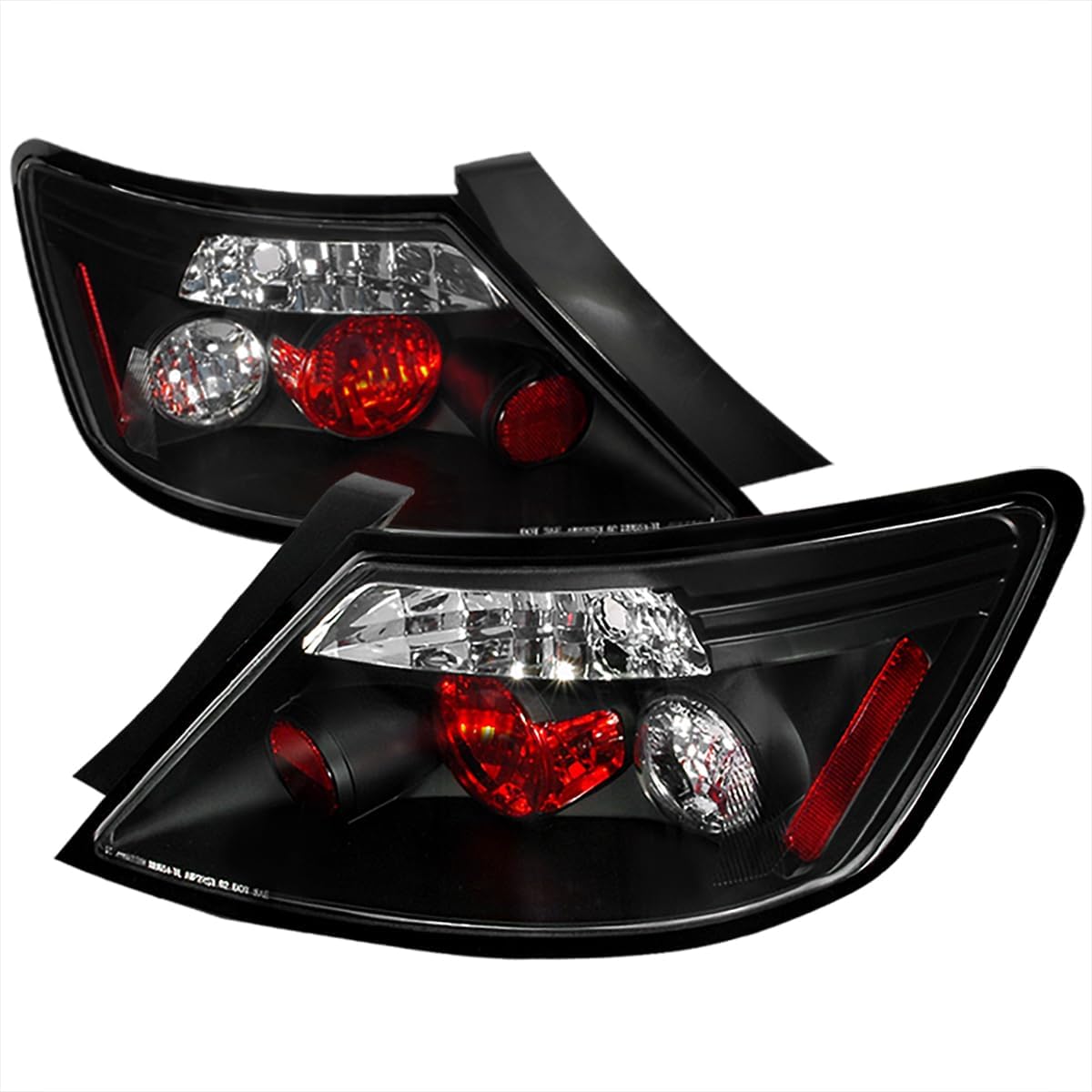 SPEC-D TUNING Black Tail Lights Compatible with 2006-2011 Honda Civic Coupe 2 Door, Left + Right Pair Assembly