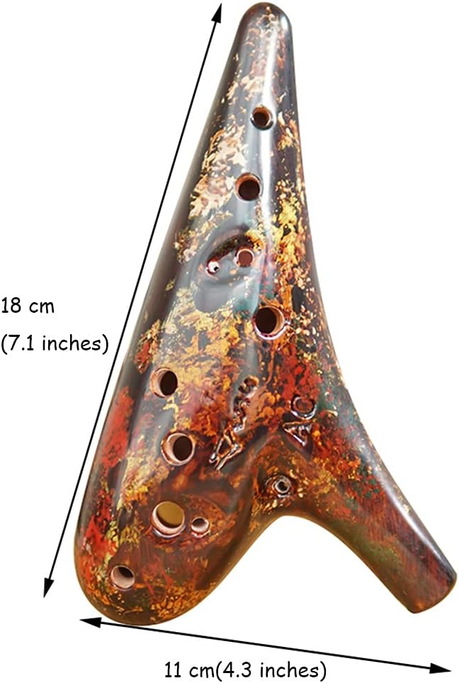 Beginner 12 Hole Alto C Color Lacquered Ceramic Ocarina, Creative Submarine Style Student Wind Instrument, Art Gifts (Color : Mottled, Size : AC)