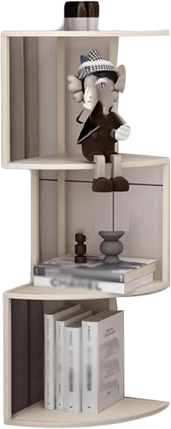 Industrial Bookshelf,Corner Bookcase,Multi-Layer Storage Rack,inch Tall Corner Shelf, Suitable for Small Space, Office(Black, Gold, White)(Gold,3tier) (White 3tier)