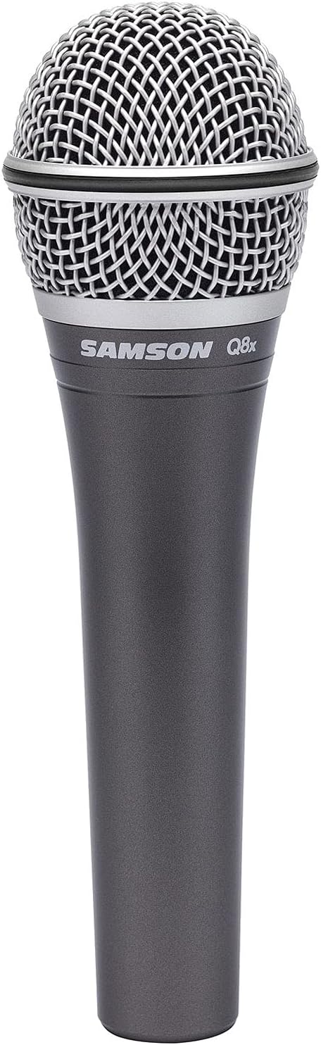 SAMSON Q8x Dynamic Supercardiod Handheld Microphone, Foam Windscreen, Tripod Base Mic Stand, Mic Cable, Cloth