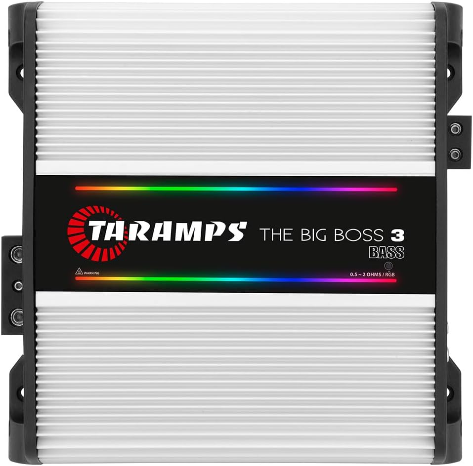 Taramps The Big Boss 3 Bass Amplifier 0.5 to 2 Ohms 3000 Watts RMS 108 RGB Effects, Multi Impedance, 1 Channel Class D, Monoblock, Smart 3k, Car Audio