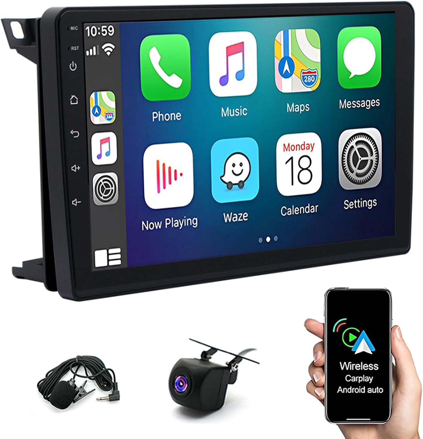 2GB+32GB Android 13 Car Stereo 9inch Touchscreen Car Radio Built-in Carplay/Android Auto Support Bluetooth SWC GPS WiFi Backup Camera Fit for SAAB 9-3 93 2007-2011