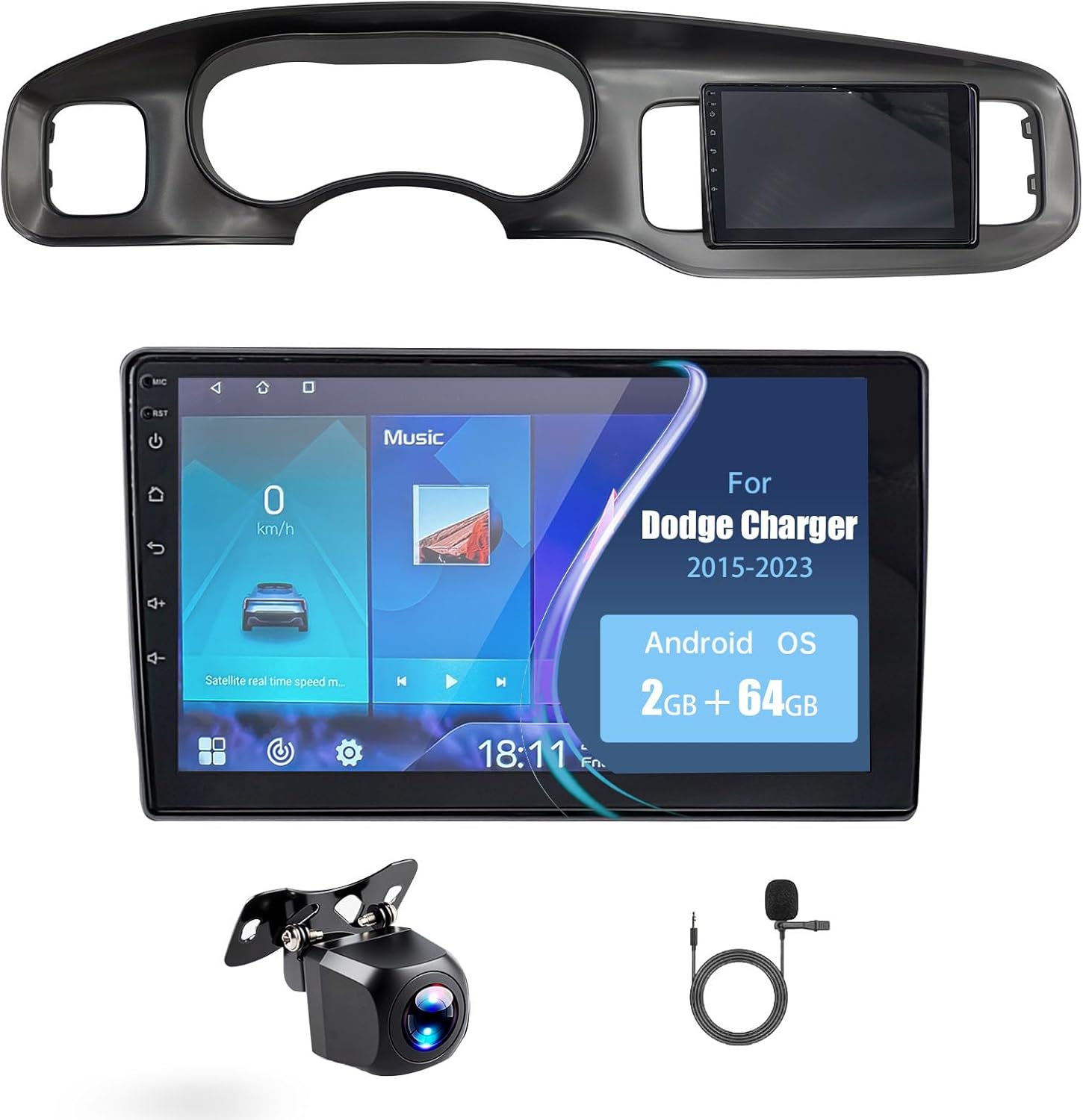 2+64G Car Radio for Dodge Charger 9 inch Touch Screen 2015-2023 Stereo,Wireless Carplay/Andriod Auto/Bluetooth/WiFi//EQ Audio/AM/FM/Navigation/AHD Camera