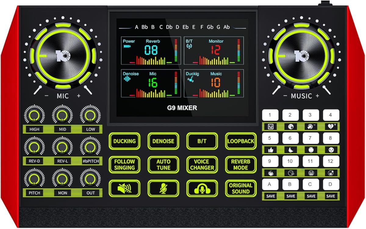 Podcast Equipment Bundle Audio Mixer, Sound Board for Pc/Phone Live Streaming Singing Gaming, Podcast Mixer for 3.5mm/Xlr Dynamic Microphone, Voice Changer, Denoise, One Click Mute