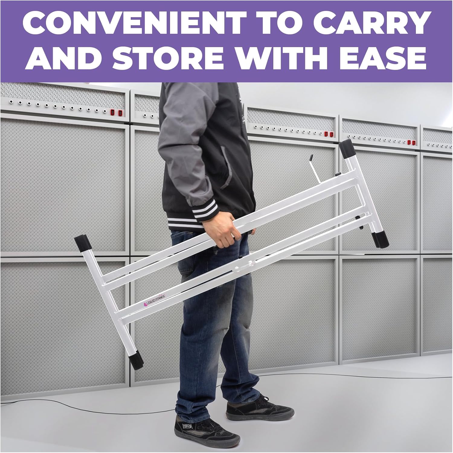 Liquid Stands Piano Keyboard Stand - X Style Adjustable and Portable Heavy Duty Music Stand for Kids and Adults - Fits 54 61 88 Key Electric Pianos - Double Braced Foldable Digital Piano Table Frame (White X-Style)