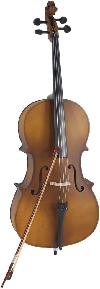 Full-Size Cello, Beginner Cello 4/4, Acoustic Cello Kit with Portable Bag, Bow,Rosin, Adults & Kids String Musical Instruments (Brown 2)