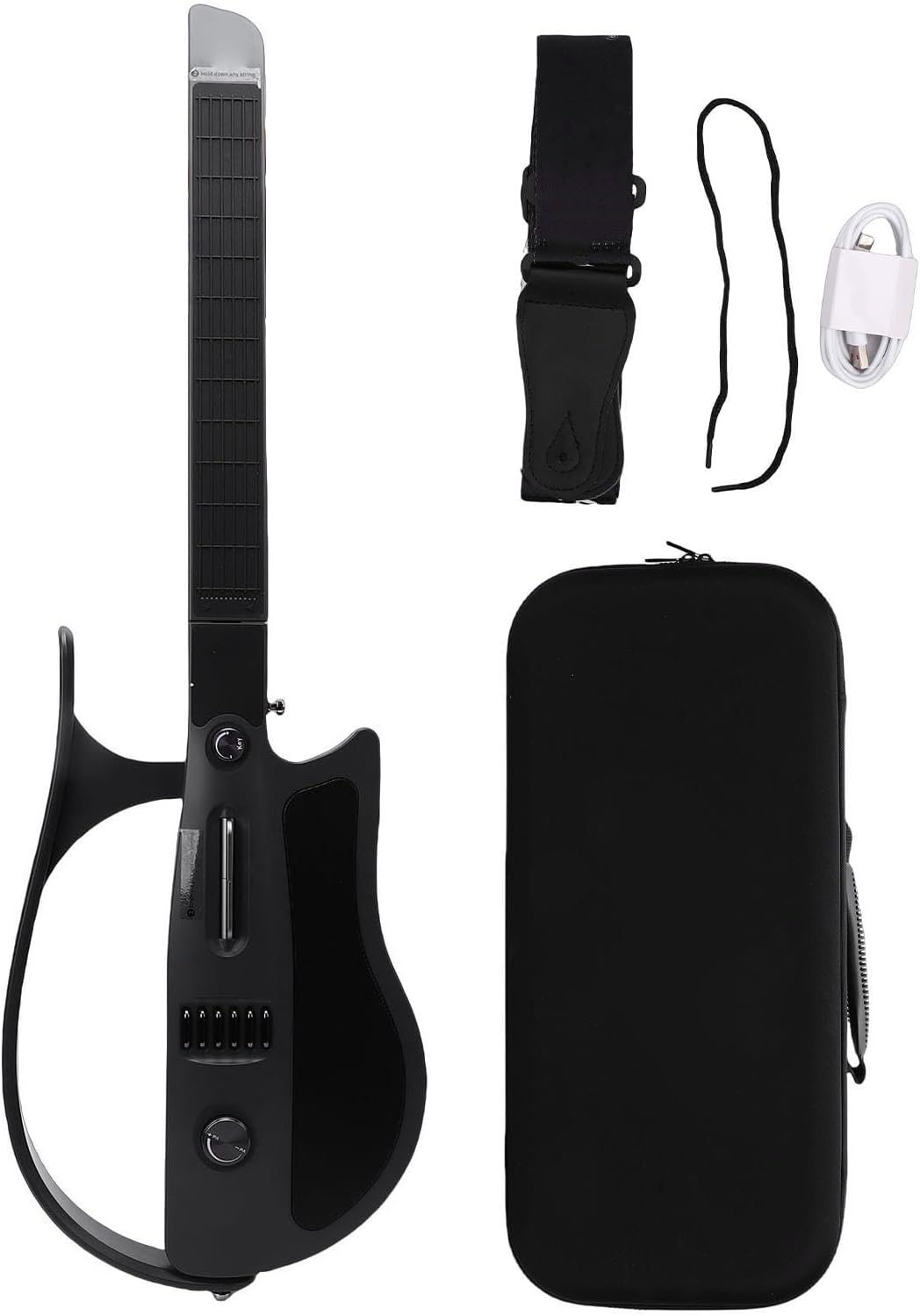 SUNGOOYUE Smart Guitar, Portable Folding Electric Automatic Stringless Guitar with Smart Tuner and APP Connectivity for Beginners, Black