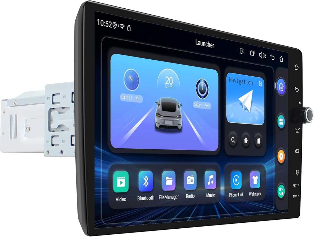 JOYING Single Din Touchscreen Radio 10.1 Inch Car Stereo with Carplay & Android Auto, Android 13 Head Unit Right-Hand Drive with Volume Knob, Mirror Link, AM/FM, SWC, GPS(JY-UTS08N8-R)